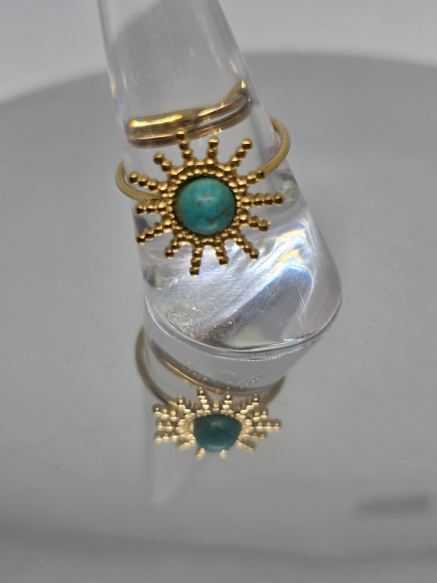Golden sun with turquoise bead ring - By Bianci