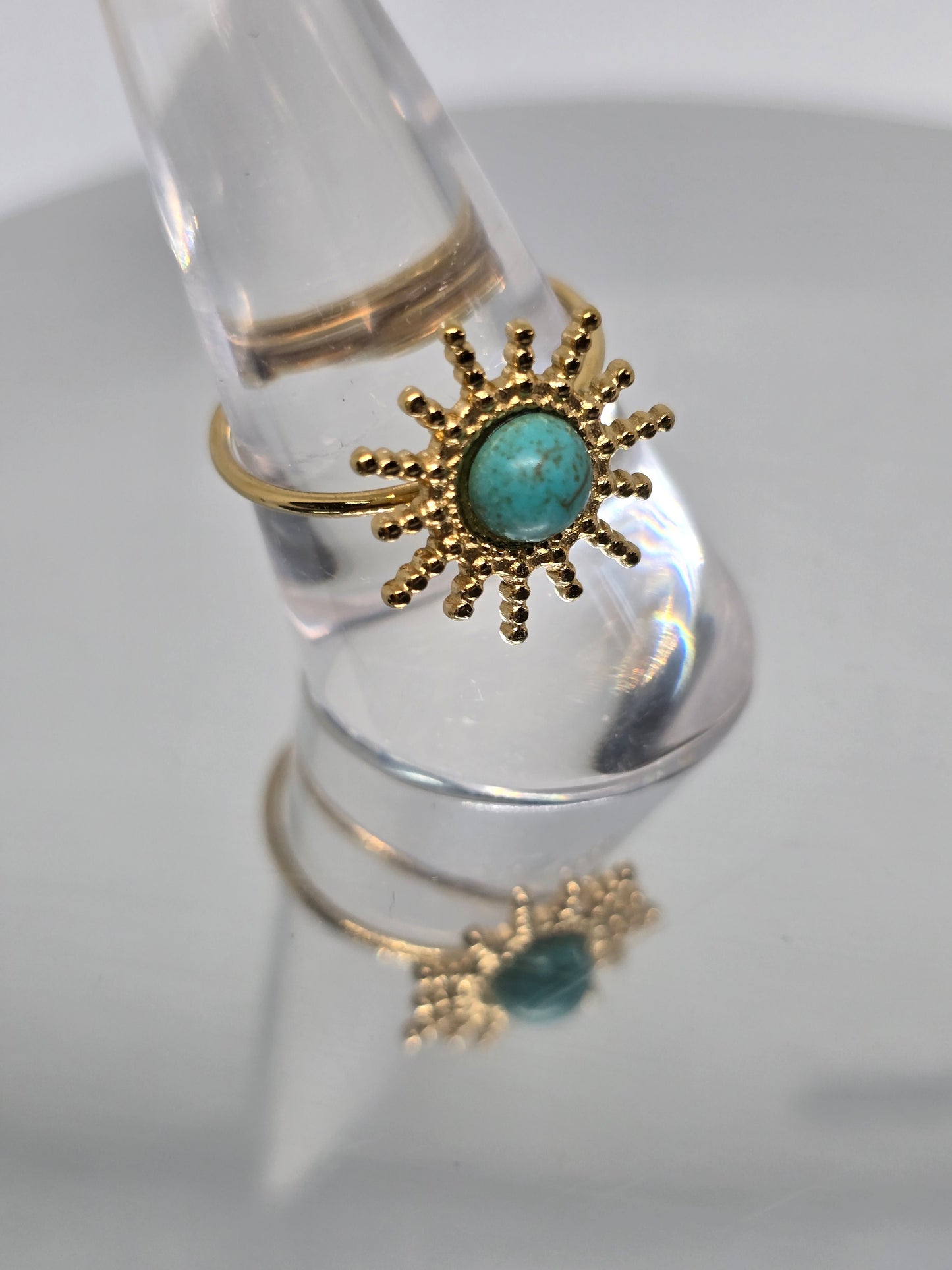 Golden sun with turquoise bead ring - By Bianci