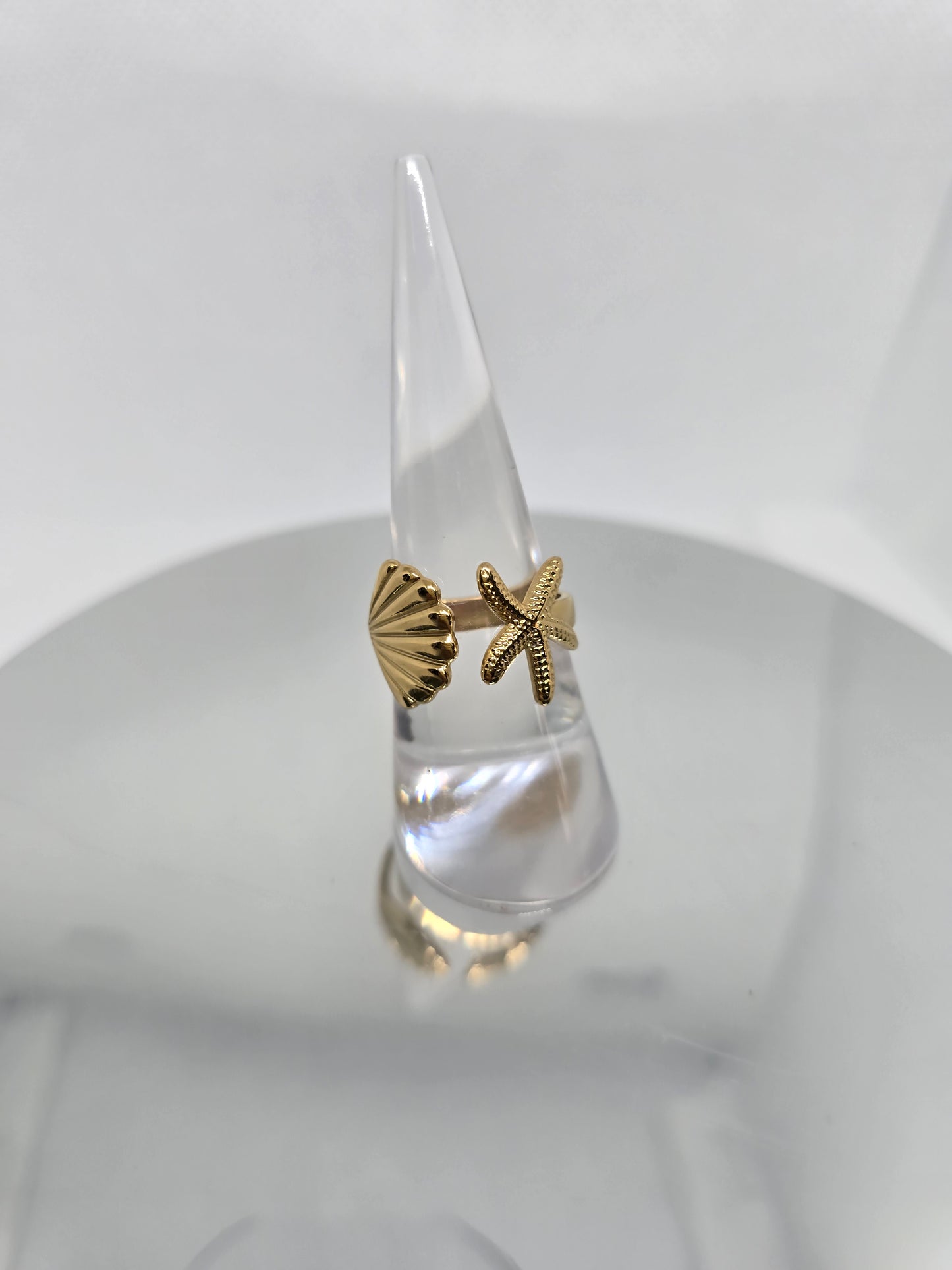 Starfish and shell gold ring - By Bianci