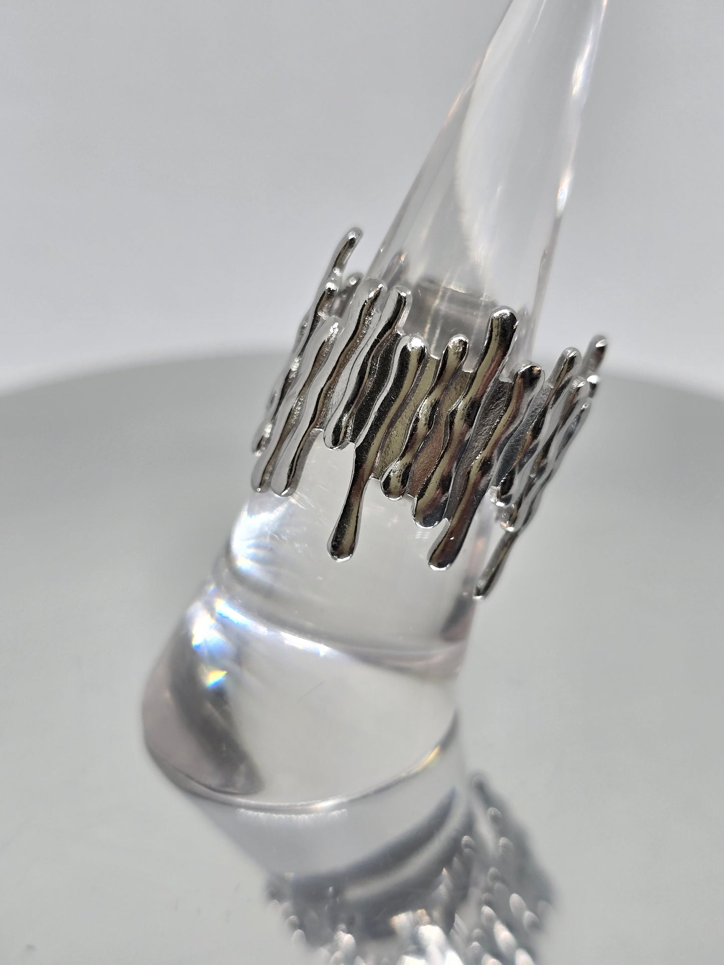 Waves of steel silver ring - By Bianci