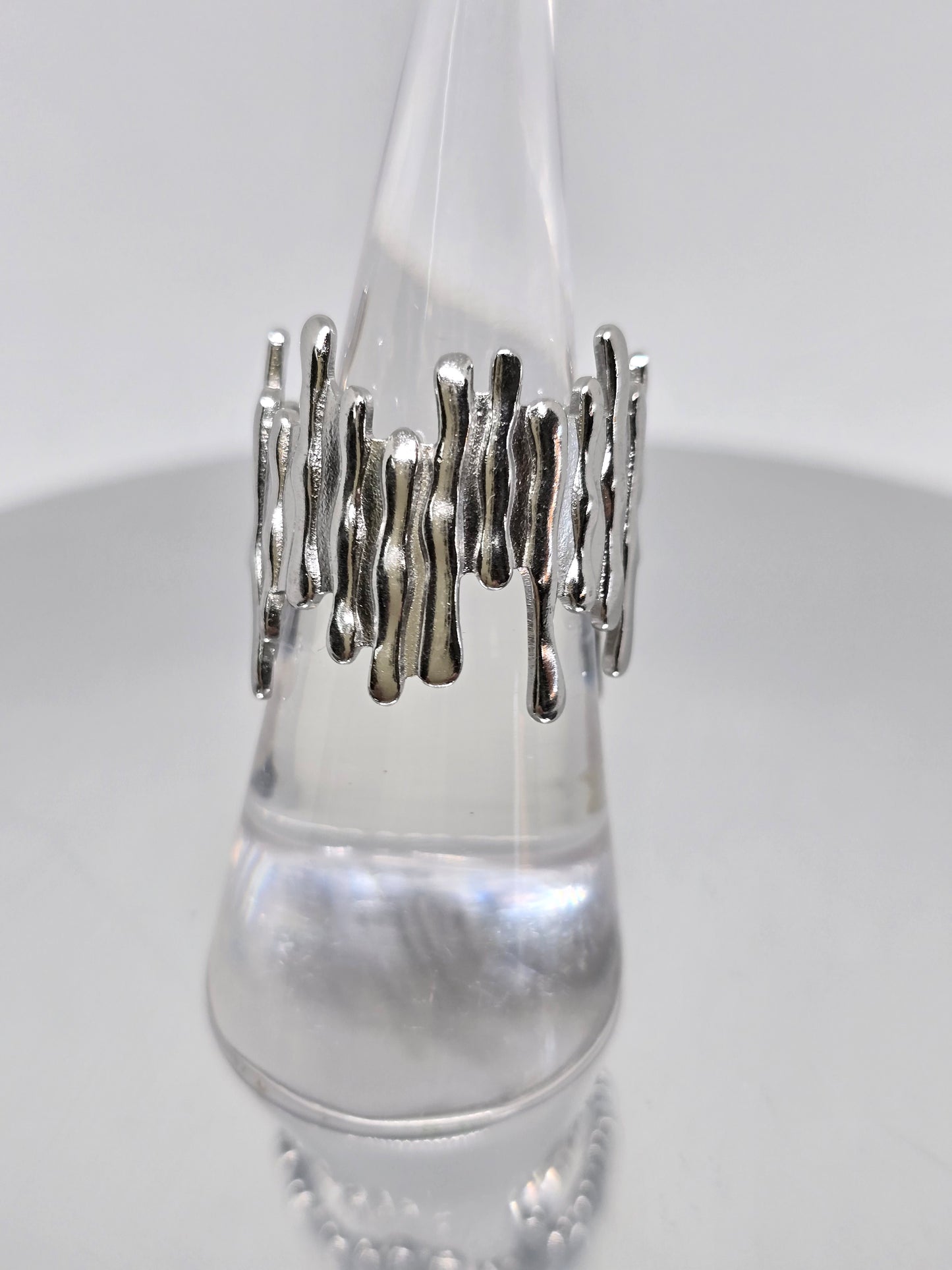 Waves of steel silver ring - By Bianci
