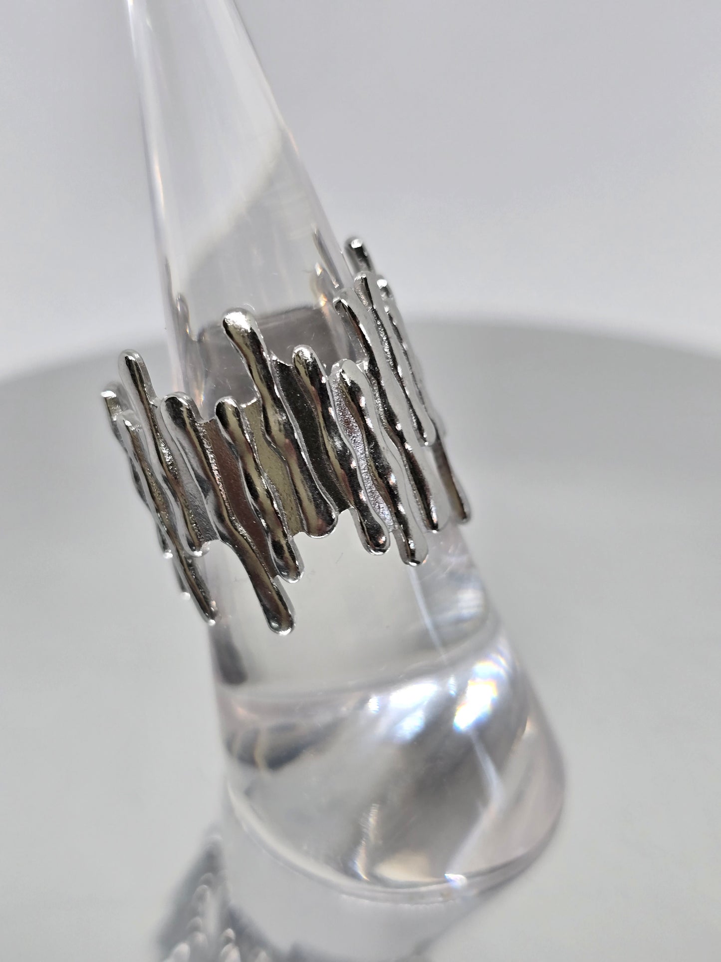 Waves of steel silver ring - By Bianci