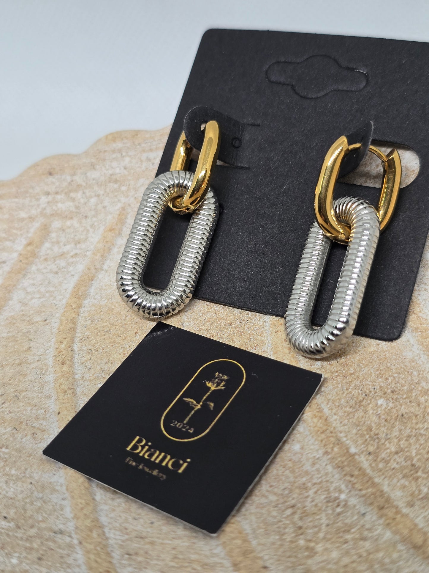 Gold and Silver chain earrings - By Bianci