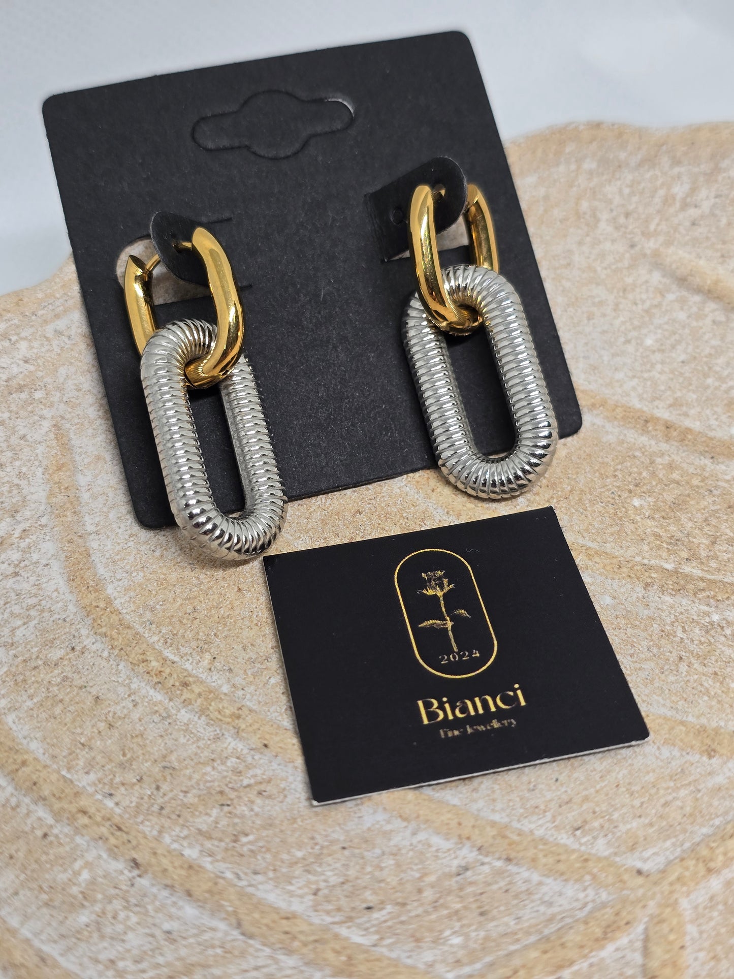 Gold and Silver chain earrings - By Bianci