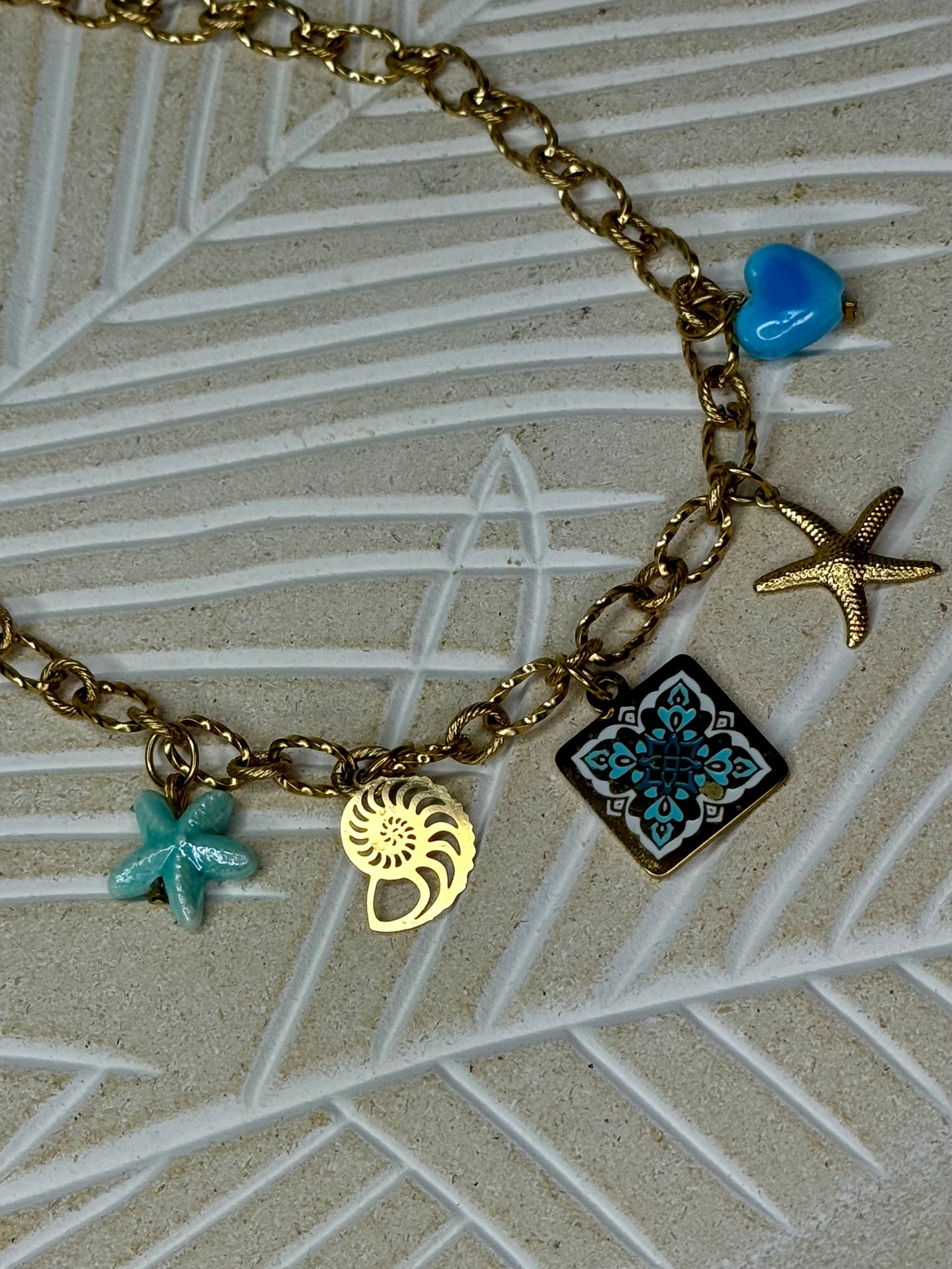 Blue details charm necklace- By Bianci