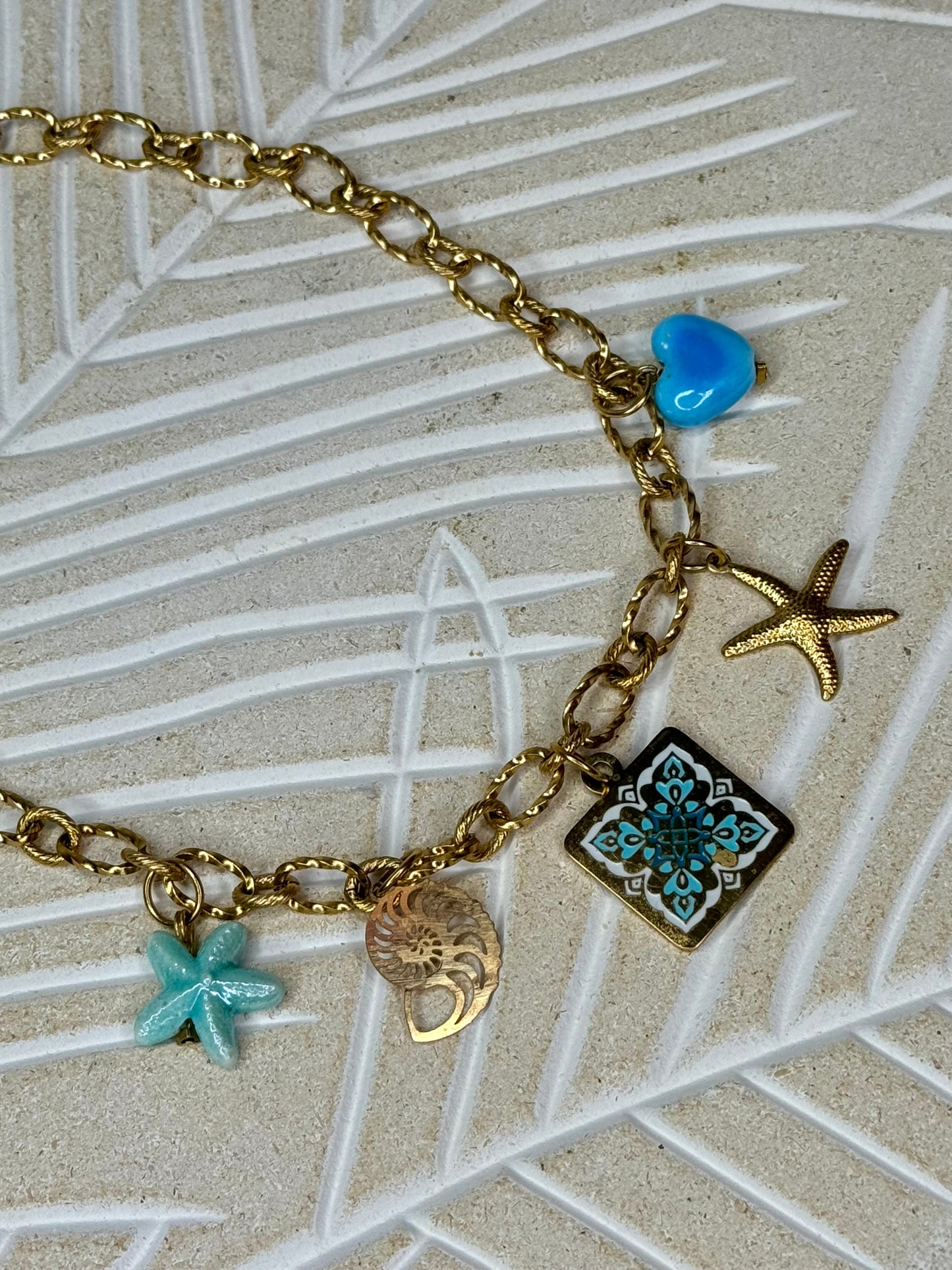 Blue details charm necklace- By Bianci