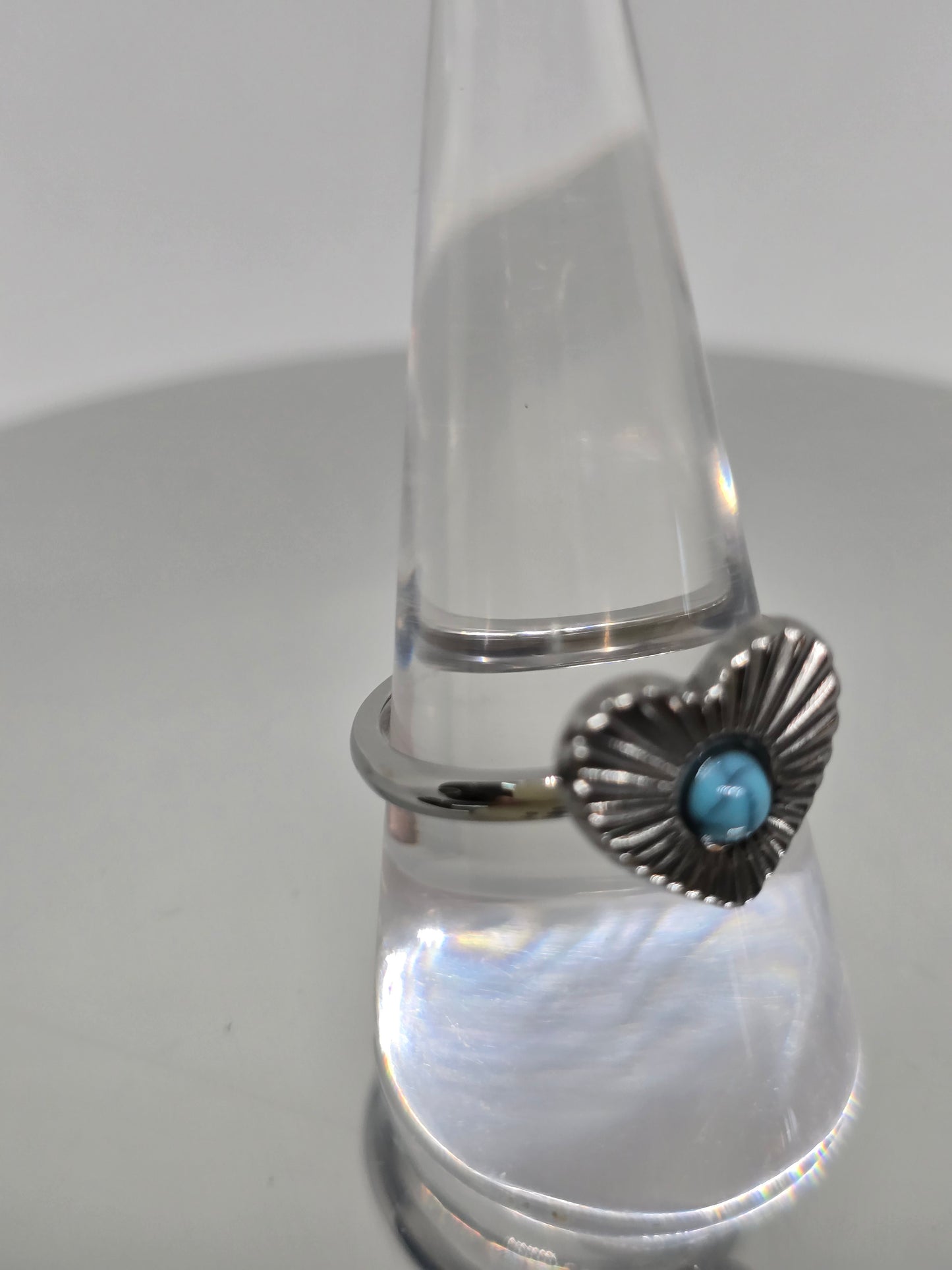 Silver Heart with turquoise bead ring - By Bianci