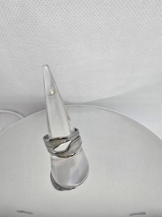 White waves silver ring - By Bianci