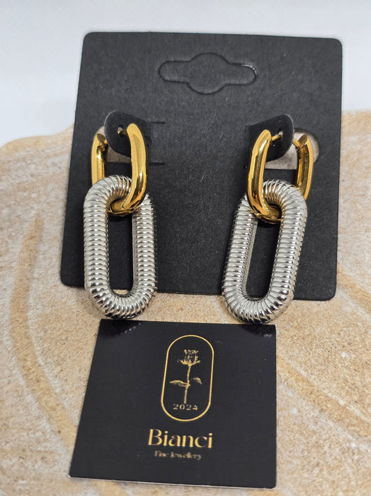 Gold and Silver chain earrings - By Bianci