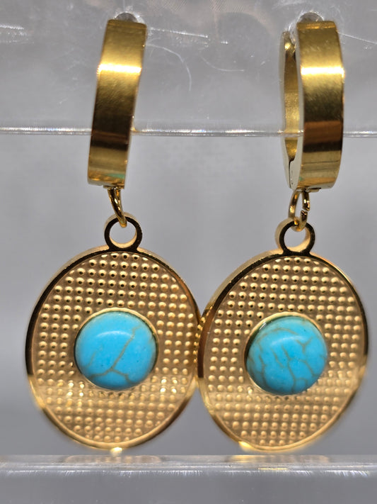Gold circles with turquoise bead - By Bianci