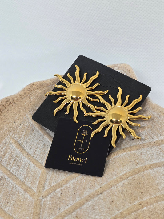 Gold sun earrings - By Bianci