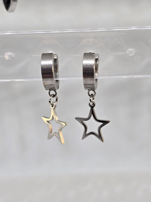 Star on circle silver earrings - By Bianci