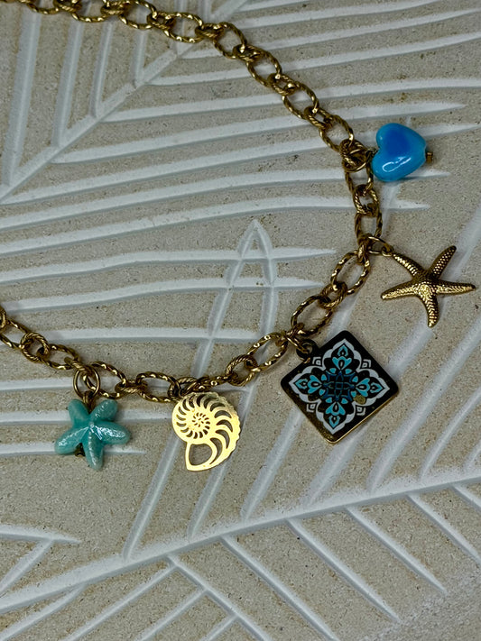 Blue details charm necklace- By Bianci