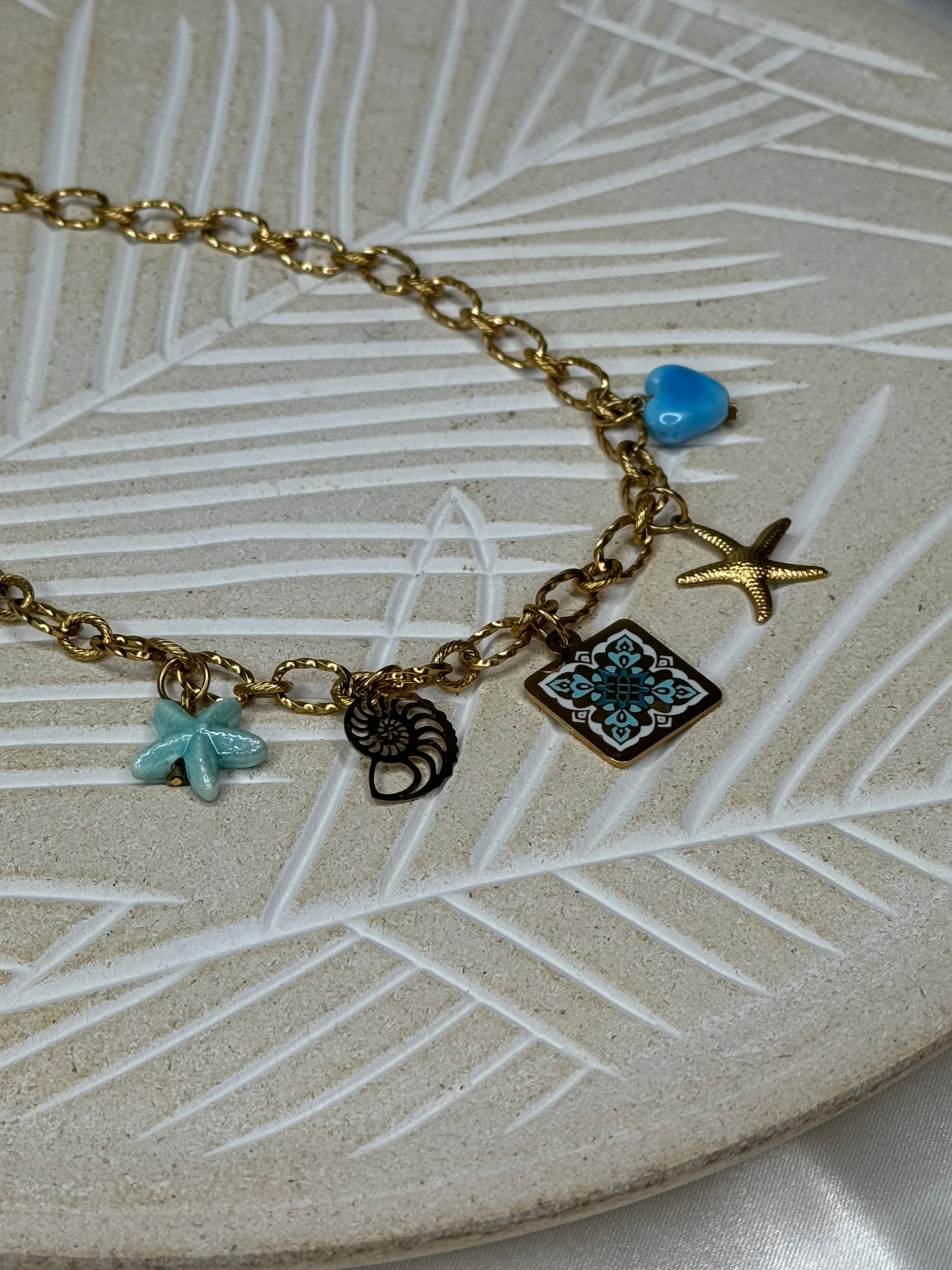 Blue details charm necklace- By Bianci