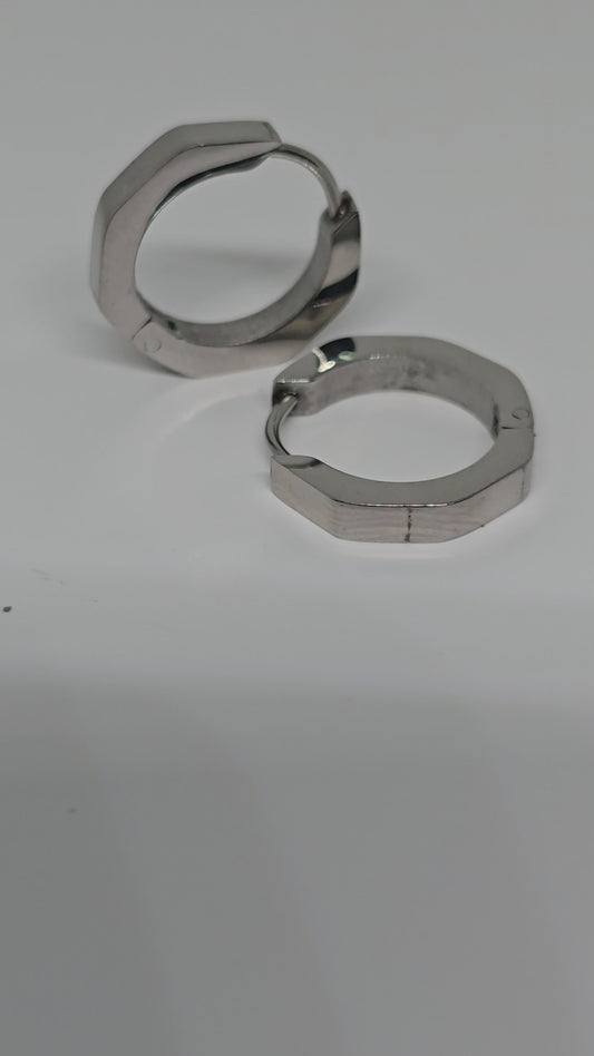 Hexagon silver earrings - By Bianci