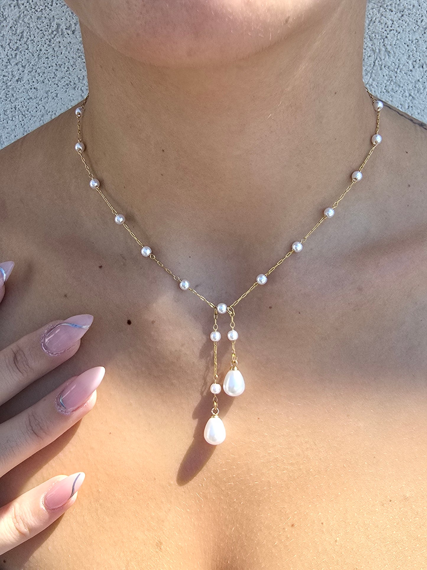 Pearls on Gold necklace - By Bianci