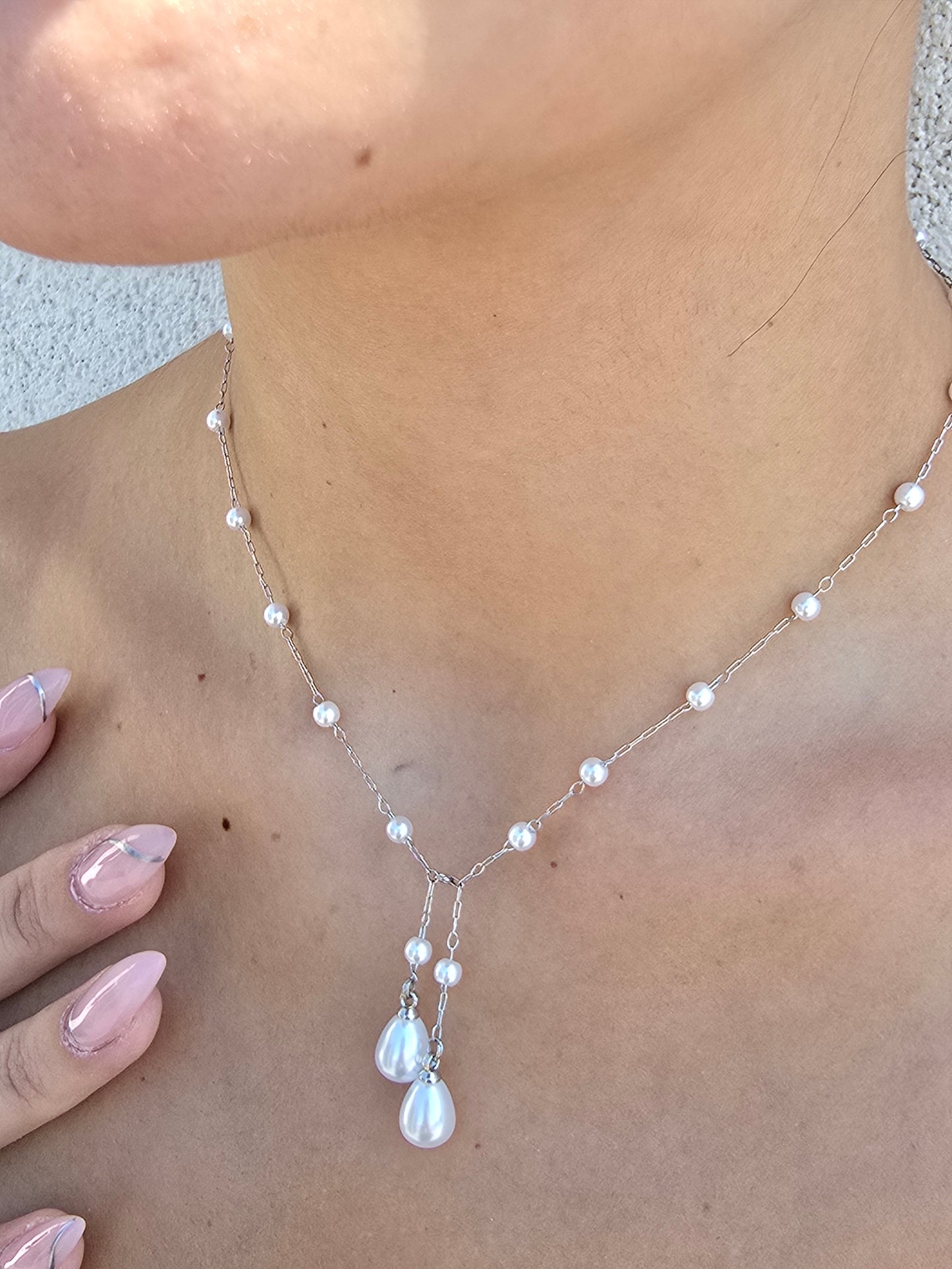 Pearls on Silver necklace - By Bianci